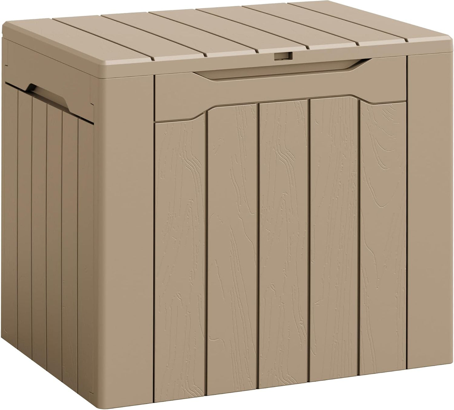 Flamaker Resin Deck Box 120 Gallon Waterproof Large Outdoor Indoor Storage Box Imitation Wood Resin for Patio Furniture Garden Tools and Pool (Black)