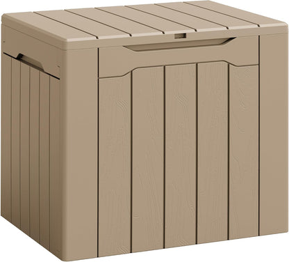 Flamaker Resin Deck Box 120 Gallon Waterproof Large Outdoor Indoor Storage Box Imitation Wood Resin for Patio Furniture Garden Tools and Pool (Black)