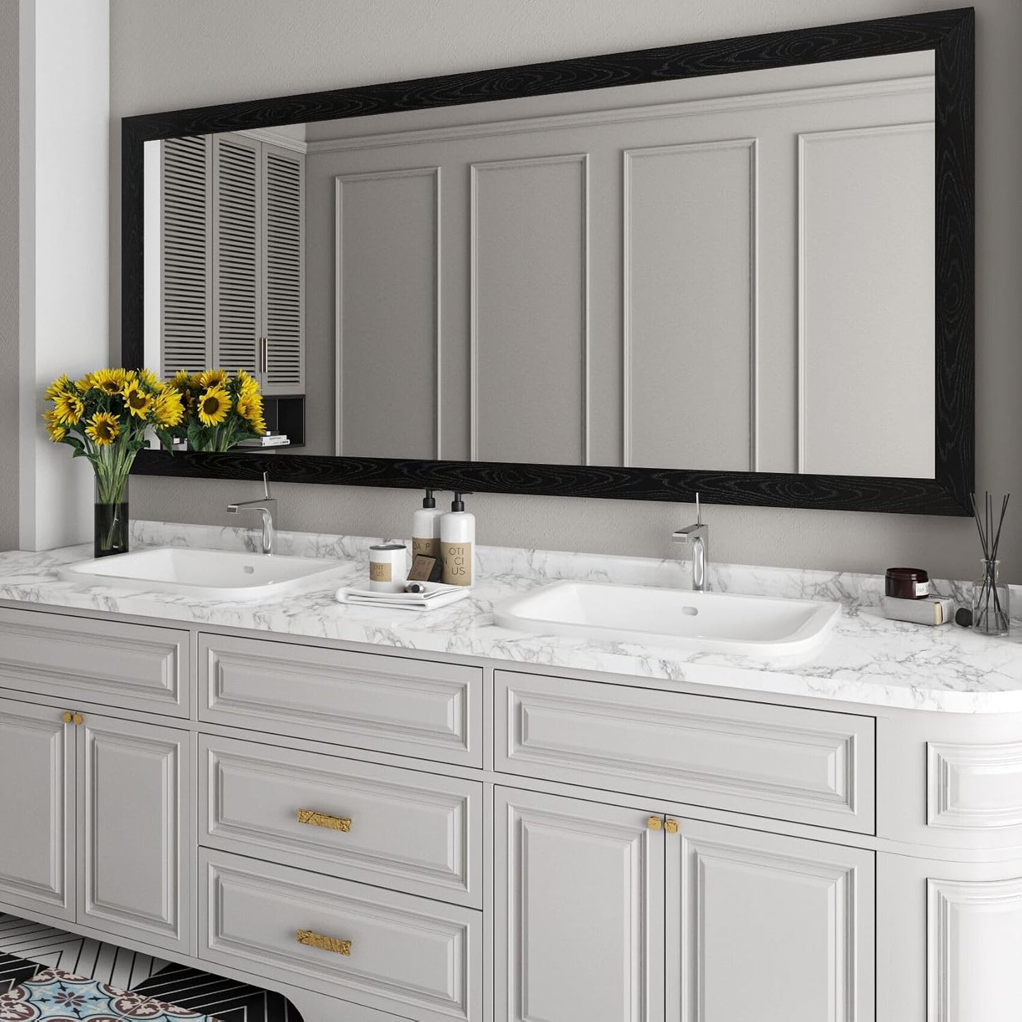 LACHEERY White Oak Wood Border Wallpaper Peel and Stick Bathroom Mirror Frame Border Wood Grain Repair Tape Silver White Bulletin Board Borders Trim Self Adhesive Modern Classroom Borders 3"x197"