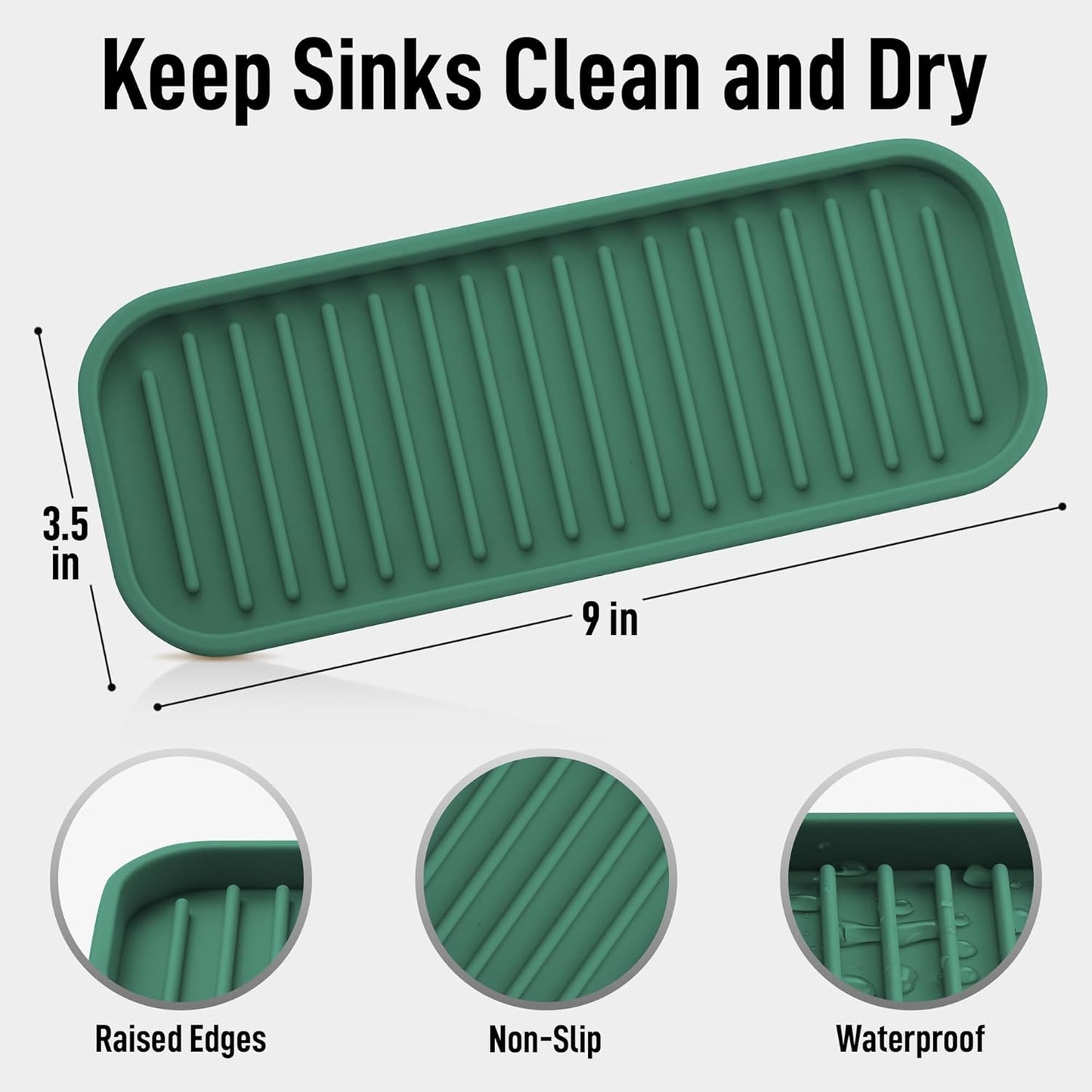 Zulay Kitchen (9x3.5in) Sponge Holder for Kitchen Sink - Flexible Heavy-Duty Multipurpose Sink Caddy - Counter Organizer for Kitchen, Bathroom, Makeup, Trinkets & More! (Grey)