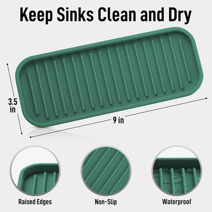 Zulay Kitchen (9x3.5in) Sponge Holder for Kitchen Sink - Flexible Heavy-Duty Multipurpose Sink Caddy - Counter Organizer for Kitchen, Bathroom, Makeup, Trinkets & More! (Grey)