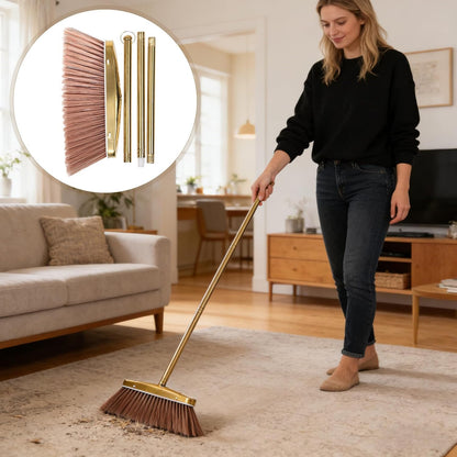 BESPORTBLE Heavy Duty Detachable Stainless Steel Broom with Thickened Handle for Indoor and Outdoor Floor Cleaning, Commercial Restaurant Sweeper for Kitchen, Patio, and Yard Use