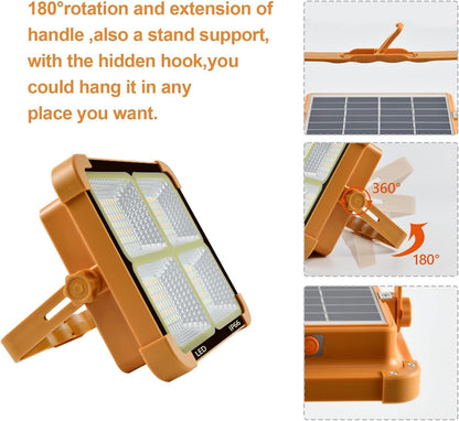 Portable LED Work Solar Light 100W 16500mAh 10000 LM with Stepless Brightness Job Site Battery Rechargeable LED Floor Light for Emergency Worklight for Hurricane