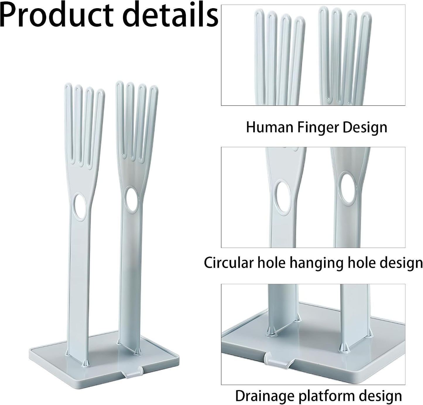 Kitchen Glove Holder Stand Dryer Rack Reusable Plastic Mitten Drying Organizer for Dishwashing Rubber Gloves Towel Storage Sink Holder Multi-Functional Cleaning Tool, Blue