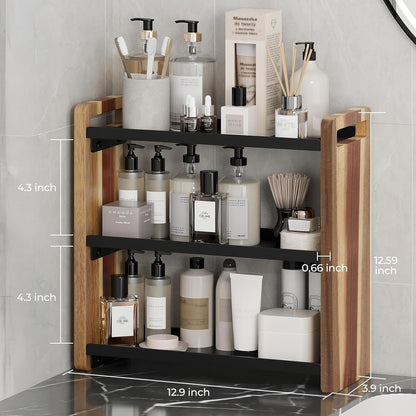 Bathroom Counter Organizer,Bathroom Counter Shelf,Bathroom Organizers,Under Sink Organizer,Cologne Organizer For Men,Colognes Stand,Cologne Cabinet,Vanity Shelf(Black 2 Tier)