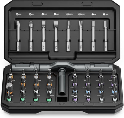 AMIR 42 in 1 Ratchet Screwdriver Set, Magnetic Screwdriver Set with 40 PCS Multi Bit, DIY Repair Tool Kit with Ratchet T Handle, Screw Driver Set Kit for Tools,Bicycle,Electronic Repair
