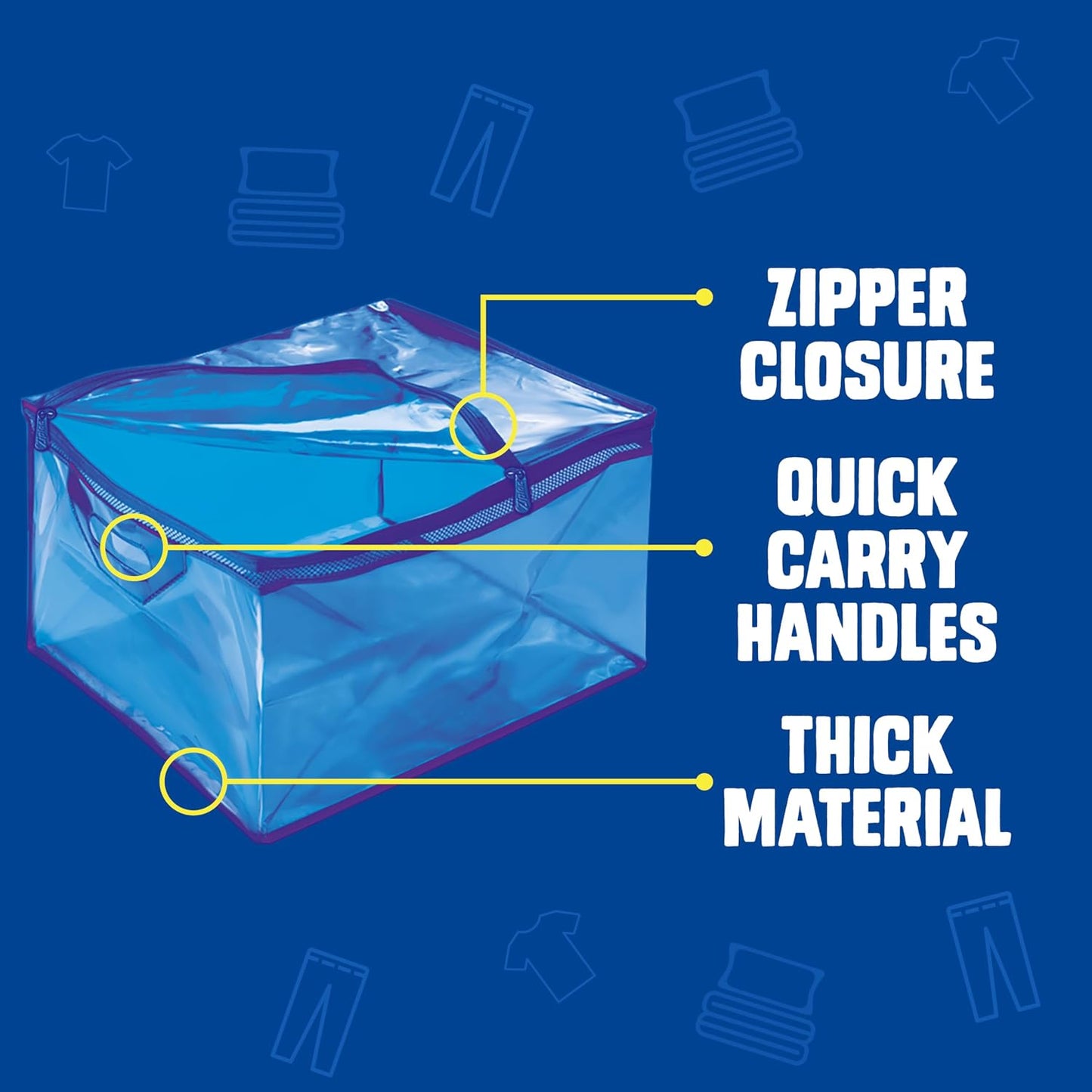 Ziploc Flexible Totes, X-Large Size, 22 Gallon, 2 Count Organizing Tote with Zipper and Built‑In Handles, Flexible & Stackable Clothing and Home Storage Bag