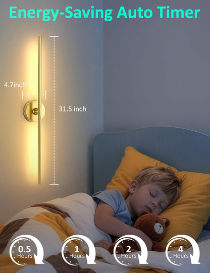 Battery Operated Wall Sconces Set of 2: 10000mAh Rechargeable Wall Lights for Living Room, Dimmable LED Wireless Wall Lamp 360° Rotate Modern Home Decor for Bedroom Hallway Picture Lighting Bathroom