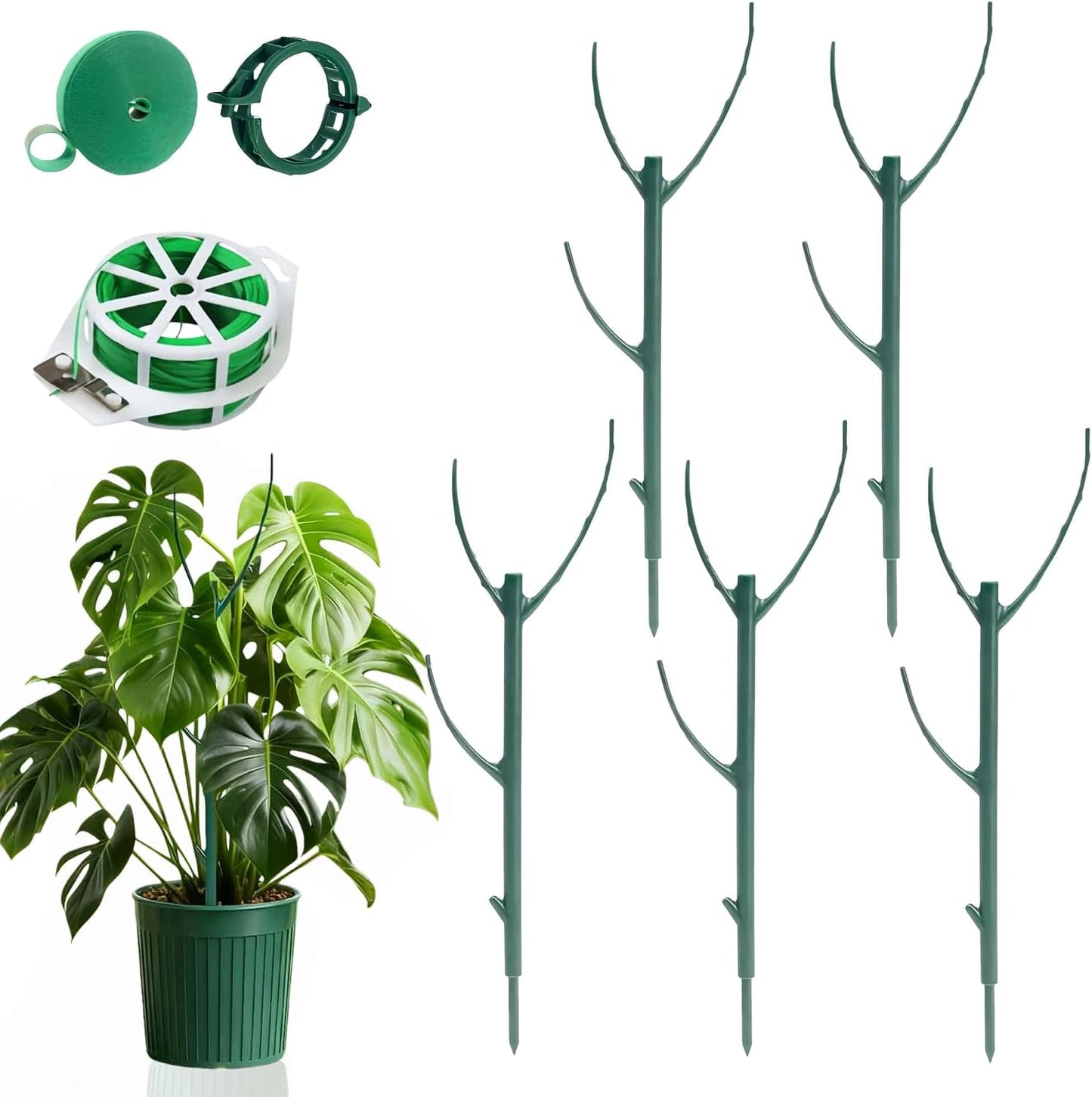 5 Pack Stackable Monstera Plant Support, Garden Plant Support Stakes for Indoor Outdoor Plants, Climbing Plant Support Structures Plant Holder Stick Moss Pole for Support Tall Potted Plants