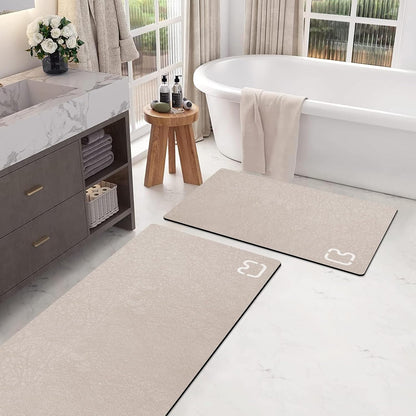 Diatomaceous Earth Bath Mat Rugs Super Absorbent Diatomite Stone Bath Mat Non Slip Quick Dry Thin Bathroom Mat Fit Under Door, Floor Rugs in Front of Bathtub, Shower Room, Sink,15.7"x23.6", Grey