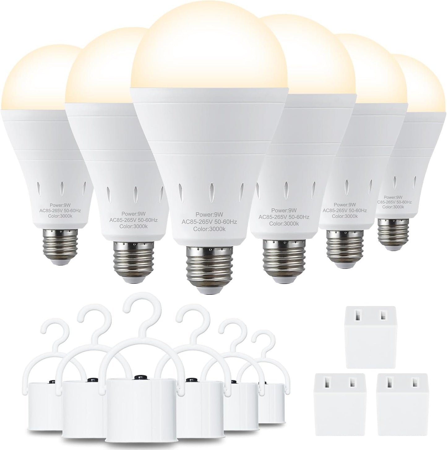 DEBAOBULB 4 Pack Rechargeable Emergency Light Bulbs, Battery Powered LED Light Bulb 6000K Daylight E26 120 Volt 9W 60W Equivalent with 1200mAh for Home Power Outage Camping Hurricane