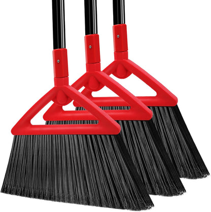 Heavy Duty Broom Outdoor and Indoor, 2 Pack Upgraded Commercial Angle Brooms, Perfect Yellow Broom of House, Kitchen, Garage, Courtyard
