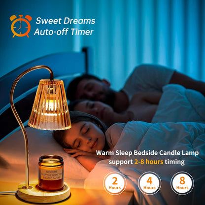Elenhome Candle Warmer Lamp with Adjustable Height, Stepless Dimming Function-Home Decor Lamp, Metal Candle Lamp for Jar Candles, No Flame Scented Candle Warmer with 2 Bulbs (Black)