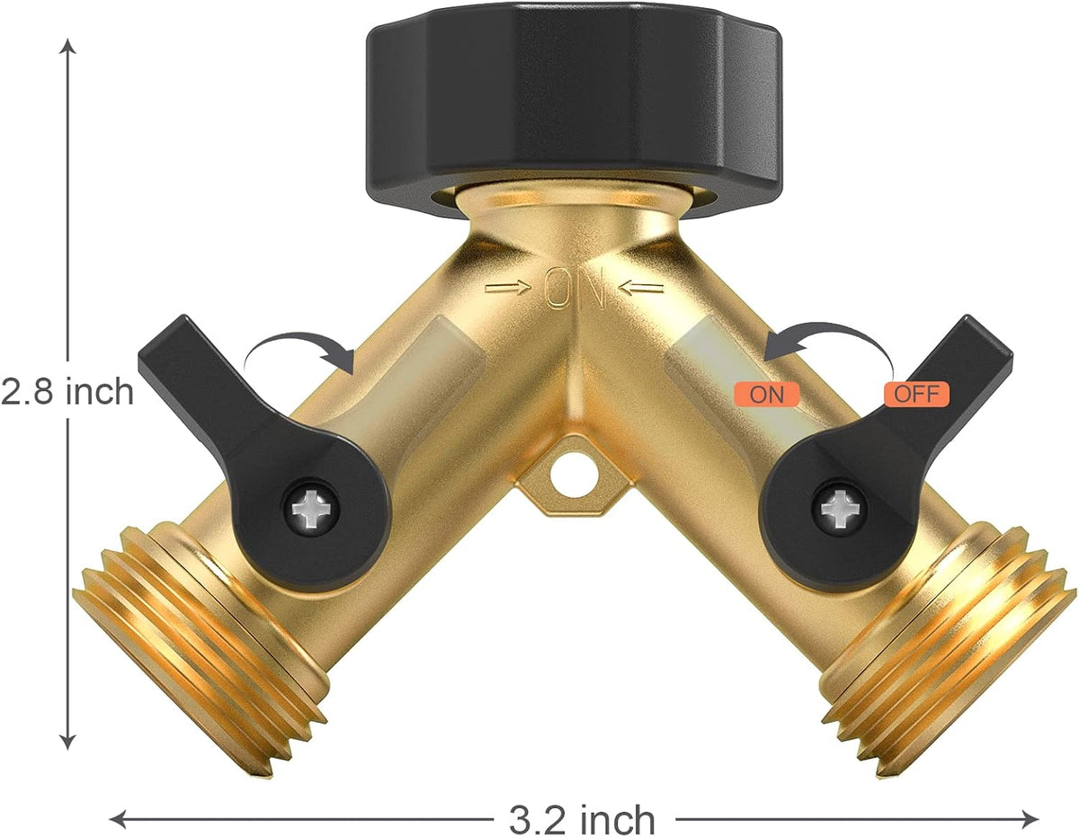 Twinkle Star 2 Way Garden Hose Splitter 3/4" GHT | Hose Y Splitter, Brass Dual Hose Splitter Leak-free