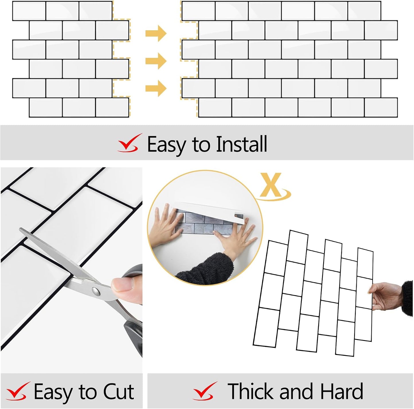 Yoillione Peel and Stick Backsplash for Kitchen: Self Adhesive Wall Tiles for Bathroom - Vinyl Thick Back Splash Tile (10, Light Coffee)
