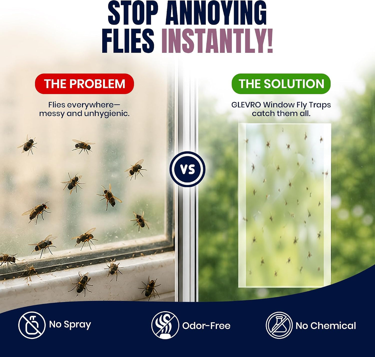 30-Pack Window Fly Traps for Indoor Use, Clear Sticky Strips for Windows, Transparent Fly Catcher for Home, Strong Adhesive Fly Trap for Houseflies and Ladybugs