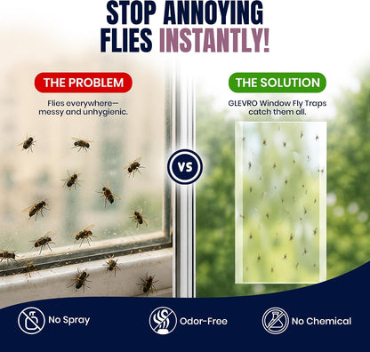 30-Pack Window Fly Traps for Indoor Use, Clear Sticky Strips for Windows, Transparent Fly Catcher for Home, Strong Adhesive Fly Trap for Houseflies and Ladybugs