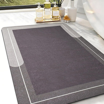 Diatomaceous Earth Bath Mat Super Absorbent Quick Dry Bath Mat, Bathroom Rugs Non Slip Washable, Thin Dark Gray Bathroom Floor Mats-Shower Rug for in Front of Bathtub Shower, Easy Care, 15.7"x23.6"