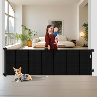 Miumoon 50 inch Retractable Baby Gates 34 inch Tall, Retractable Gate with Reinforced Strip Design to Prevent Crawling Through, Retractable Dog Gate for Stairs, Doorways, Hallways