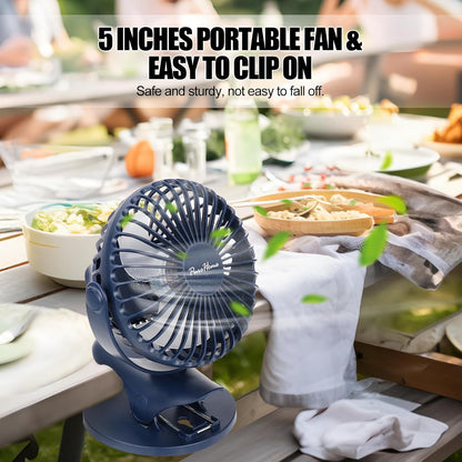 Portable Clip Fan Battery Operated,3 Speeds USB Rechargeable Mini Table Fan with Strong Airflow,360°Rotation Ultra Quiet Personal Desk Fan for Home Office Bedroom Dorm Stroller Camping(White)