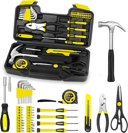 HANGYING 39-Piece Basic Household Tool Set with Toolbox Storage Case, Blue | Basic Home Tool Kit, Small Hand Tool Kit, General Home Repair, for Home Garage, Office, College Dormitory, Daily DIY Use