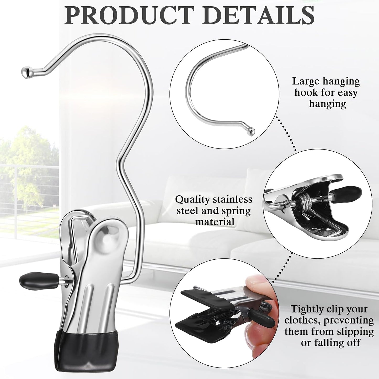Yinder 150 Pcs Boot Hangers Clips Laundry Hooks Hanging Stainless Steel Clothes Pins Portable Clip Hangers for Closet Travel Socks Pants Handbags Hats Towels (Beige)
