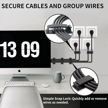 Cable Clips 50PCS, Self Adhesive Cable Management Clips, Cord Organizer Wire Clips Cord Holder for Appliances PC Wall Ethernet Cable Under Desk Nightstand Home Office Car