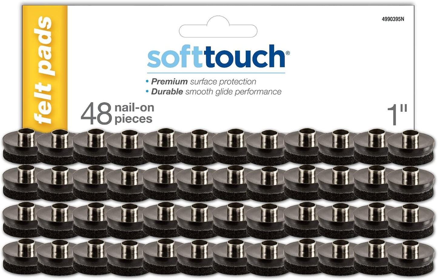 softtouch 7/8" Round Nail On Heavy Duty Felt Furniture Pads for Wood Furniture, Protect Hard Floor Surfaces from Scratches, Brown (8 Pack)