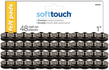 softtouch 7/8" Round Nail On Heavy Duty Felt Furniture Pads for Wood Furniture, Protect Hard Floor Surfaces from Scratches, Brown (8 Pack)
