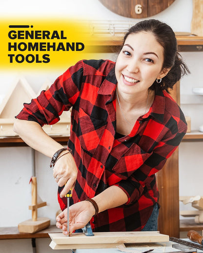 27-Pcs Household Tool Set with Case - Home, Auto, Garage | For men, women in dorm, office, garage. Has hammer, screwdrivers, pliers, tape. Compact, portable, for everyday fixes.