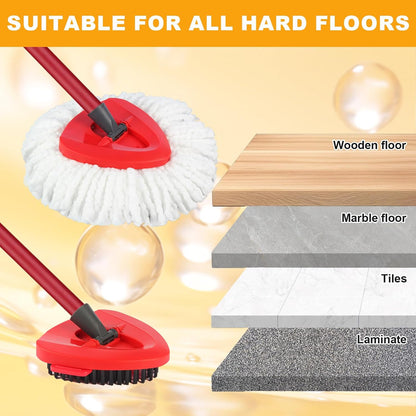 7-Pack Mop Heads Replacements Compatible with O Cedar EasyWring 1 Tank, Includes 4 Microfiber Spin Mops Replace Head, 2 Scrub Brushes, and 1 Base, Reusable and Machine Washable for Cleaning Floors