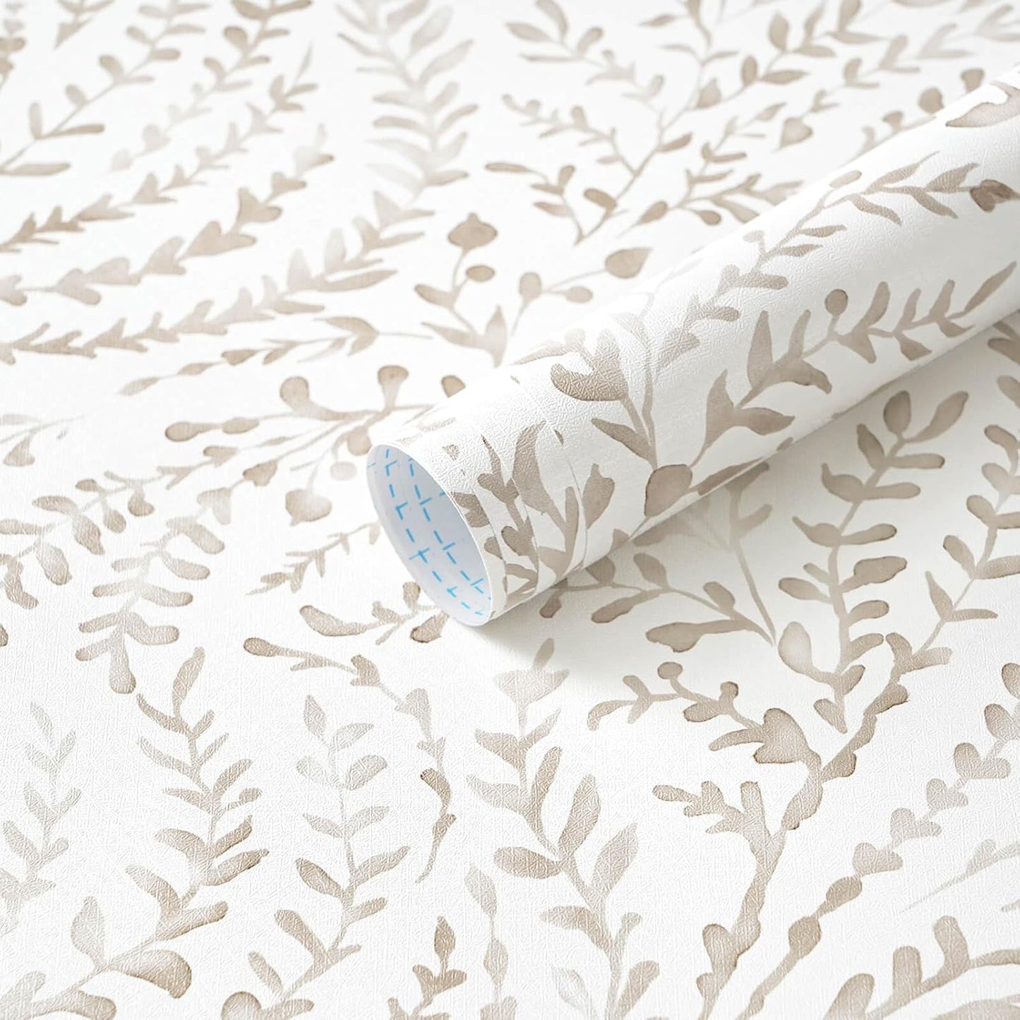 Ismoon Peel and Stick Wallpaper Boho Beige Contact Paper Neutral Floral Wall Paper Textured Self Adhesive Removable Wallpaper for Bedroom Kitchen Renter Friendly Vinyl 17.3" x 78.7"