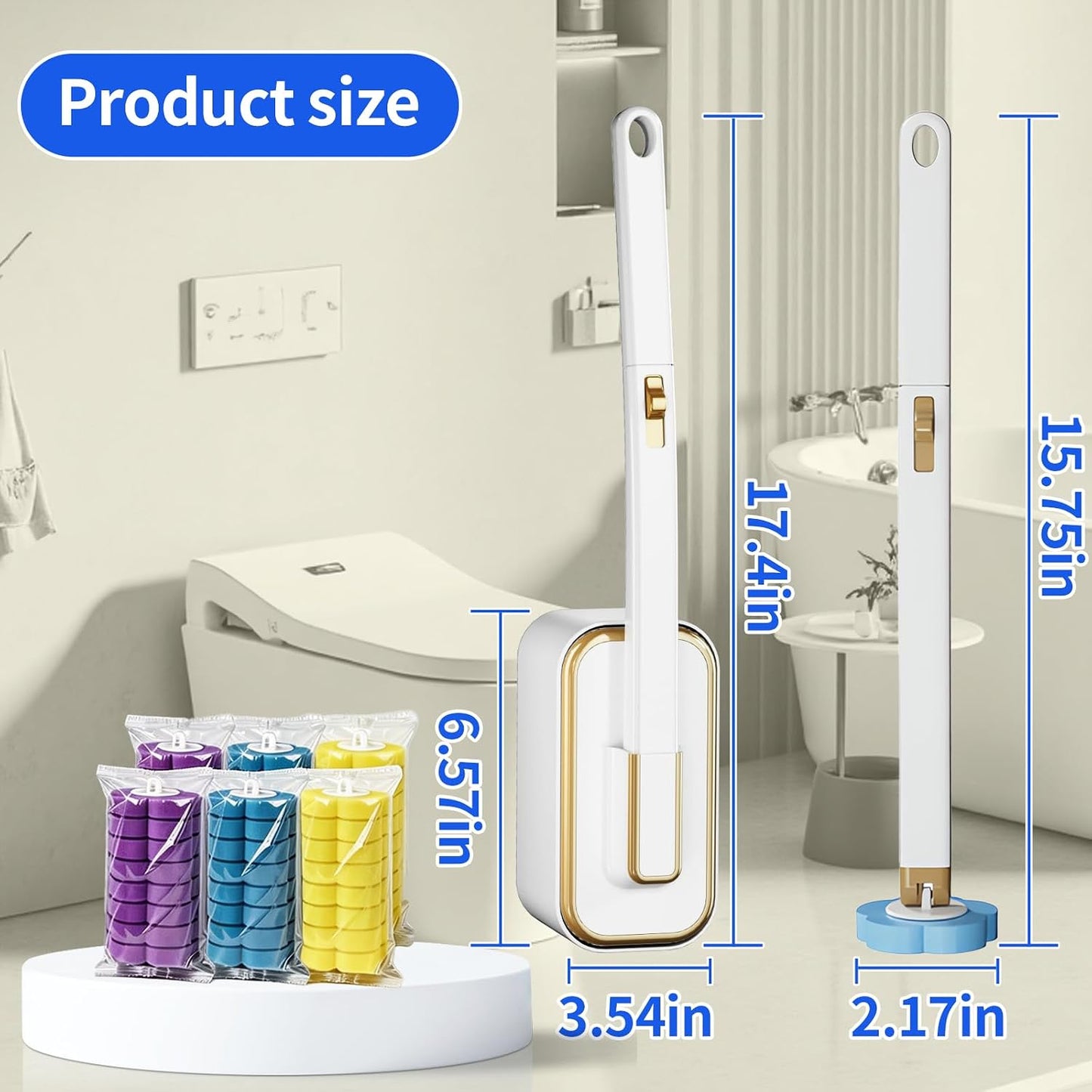 Disposable Toilet Brush Kit with 48 Refill Heads, Holder Storage Caddy Wall-Mounted Toilet Bowl Wand Scrubber for Bathroom Toilet Cleaner Toilet Bowl