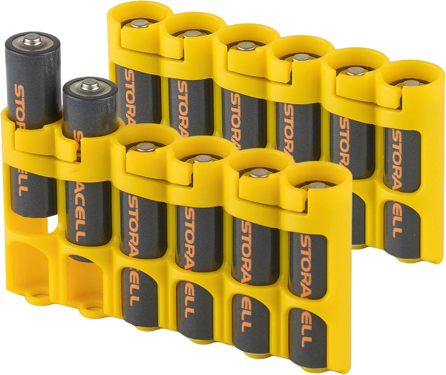Storacell Slimline AA-6 Battery Storage Caddy and Dispenser (Pack of 2), Military Green, Holds 6 AA Batteries (Not Included), Durable & Compact Design, The Original Battery Caddy, Made in The USA