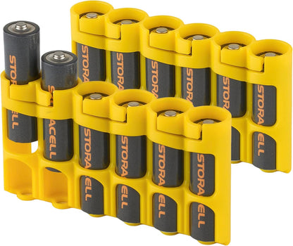 Storacell Slimline AA-6 Battery Storage Caddy and Dispenser (Pack of 2), Military Green, Holds 6 AA Batteries (Not Included), Durable & Compact Design, The Original Battery Caddy, Made in The USA
