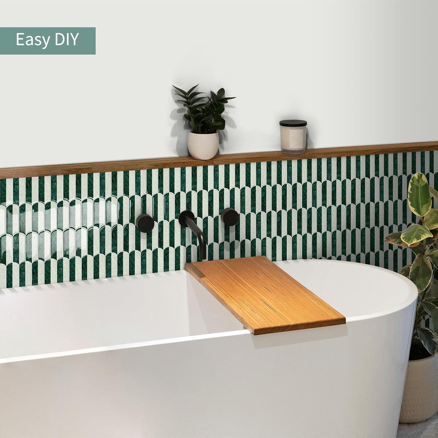 10-Sheet Upgraded Thicker Peel and Stick Kitchen Backsplash Tiles | Waterproof Self-Adhesive Vinyl Wall Tile Stick on Backsplash for Kitchen,Bathroom,Fireplace and RV(Sage Green,12"×12")