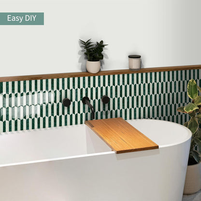 10-Sheet Upgraded Thicker Peel and Stick Kitchen Backsplash Tiles | Waterproof Self-Adhesive Vinyl Wall Tile Stick on Backsplash for Kitchen,Bathroom,Fireplace and RV(Sage Green,12"×12")