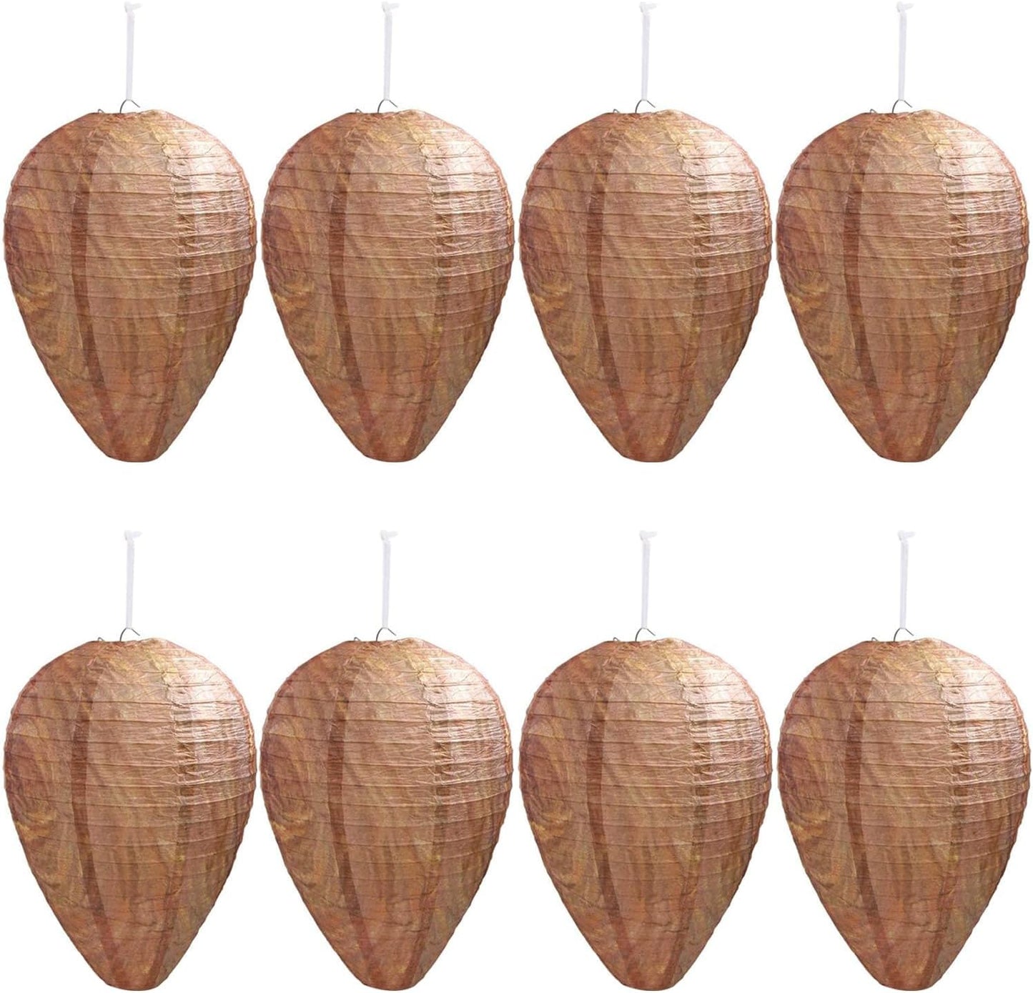 DECYOOL 8 Pack Paper Wasp Nest Decoy Hanging Wasp Deterrent for Wasps Hornets Yellow Jackets