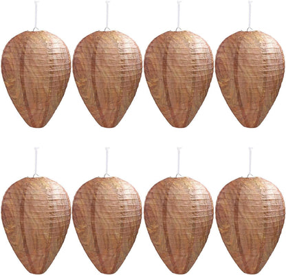 DECYOOL 8 Pack Paper Wasp Nest Decoy Hanging Wasp Deterrent for Wasps Hornets Yellow Jackets