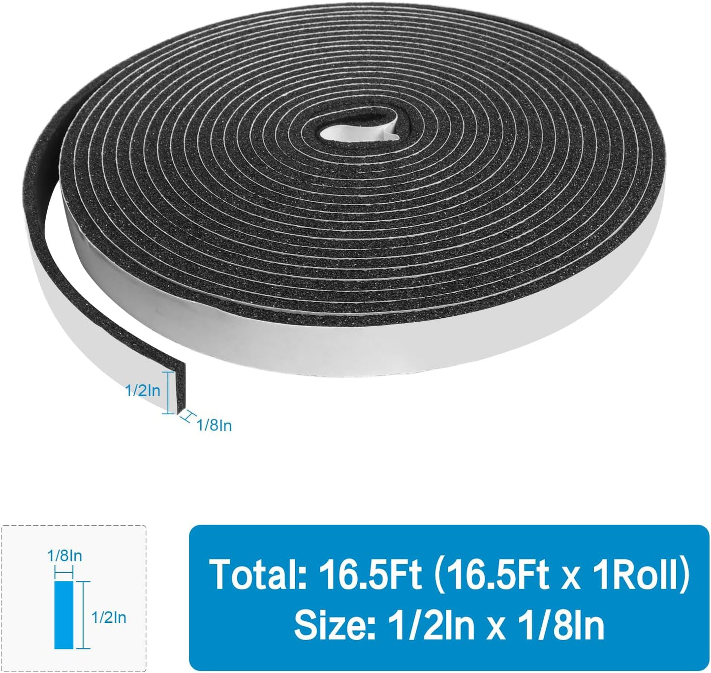 DGSL Foam Insulation Tape, 1/2In x 1/4In x 33Ft Weather Stripping Door Seal Strip for Doors and Windows,Sliding Door,Sound Proof Soundproofing Door Seal,Weatherstrip,Air Conditioning Seal Strip