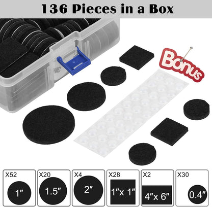 Felt Furniture Pads 300 Pieces, Furniture Pads for Hardwood Floors, Felt Pads for Chair Legs Furniture, Floor Protectors for Furniture Black