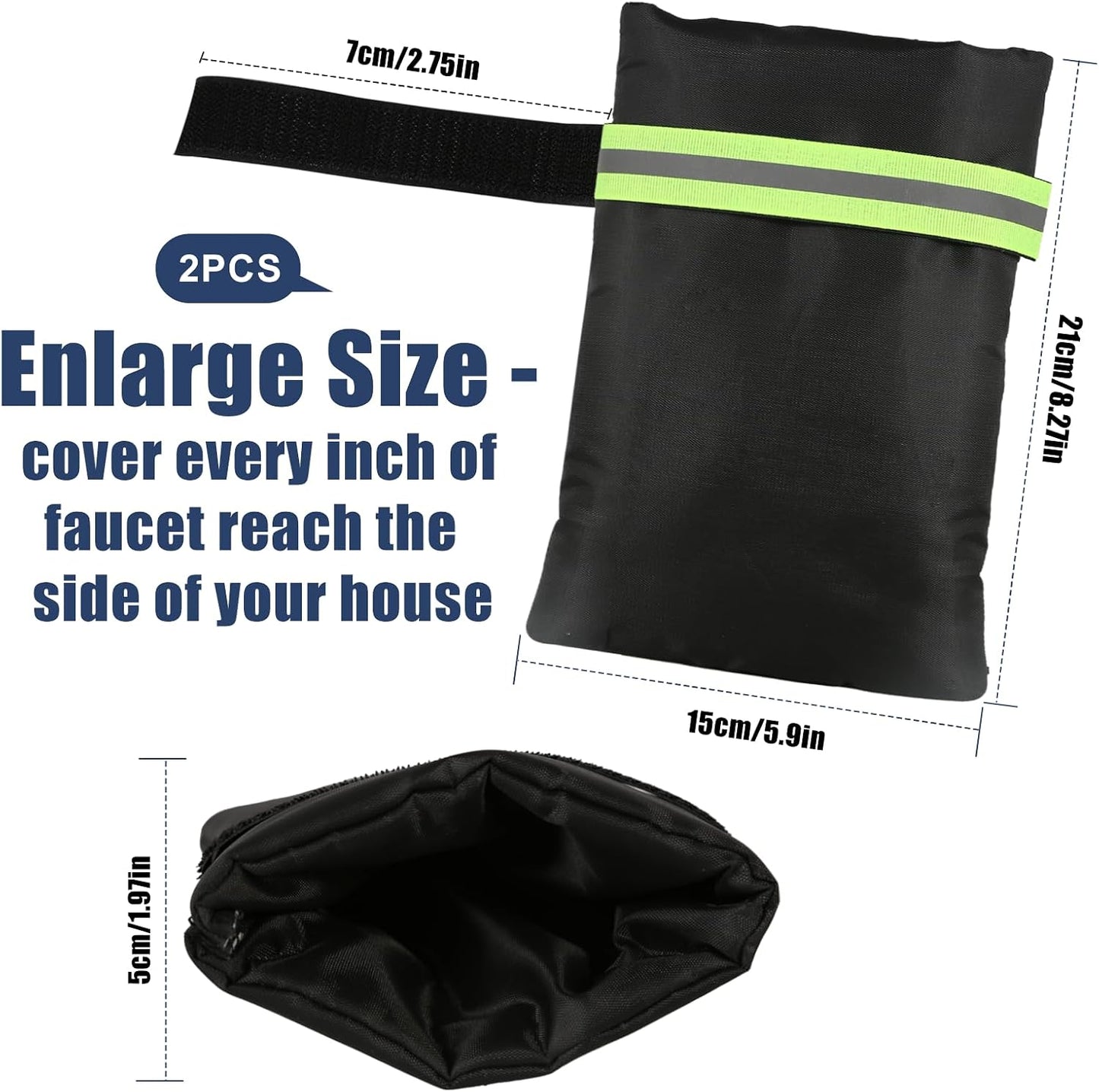 2Pack Outdoor Faucet Covers for Winter Freeze Protection, 8.5″x5.9″x1.9″ Thicker Hose Bib Insulation Cover Waterproof & Frost Free Outside Spigot Cover Bags Insulated Covers with Reflective Strips
