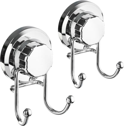 HASKO Suction Cup Hooks for Shower Wall, Removable Towel Hooks for bathrooms, Includes Optional No Drill Adhesive Mount for Inside Shower, Rustproof Stainless Steel - 2 Pack, Bronze