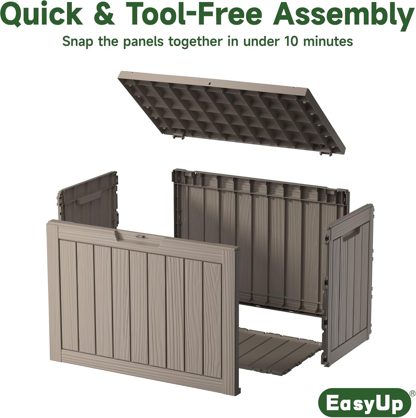EasyUp 33 Gallon Resin Deck Box Waterproof, UV Resistant Outdoor Storage Box for Delivery, Porch, Patio and Garden, Stripe Black