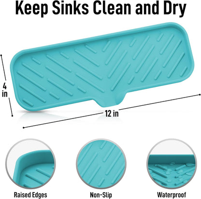 Zulay Kitchen (9x3.5in) Sponge Holder for Kitchen Sink - Flexible Heavy-Duty Multipurpose Sink Caddy - Counter Organizer for Kitchen, Bathroom, Makeup, Trinkets & More! (Grey)