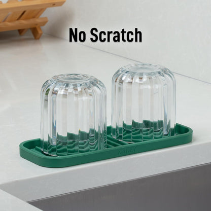 Zulay Kitchen (9x3.5in) Sponge Holder for Kitchen Sink - Flexible Heavy-Duty Multipurpose Sink Caddy - Counter Organizer for Kitchen, Bathroom, Makeup, Trinkets & More! (Grey)