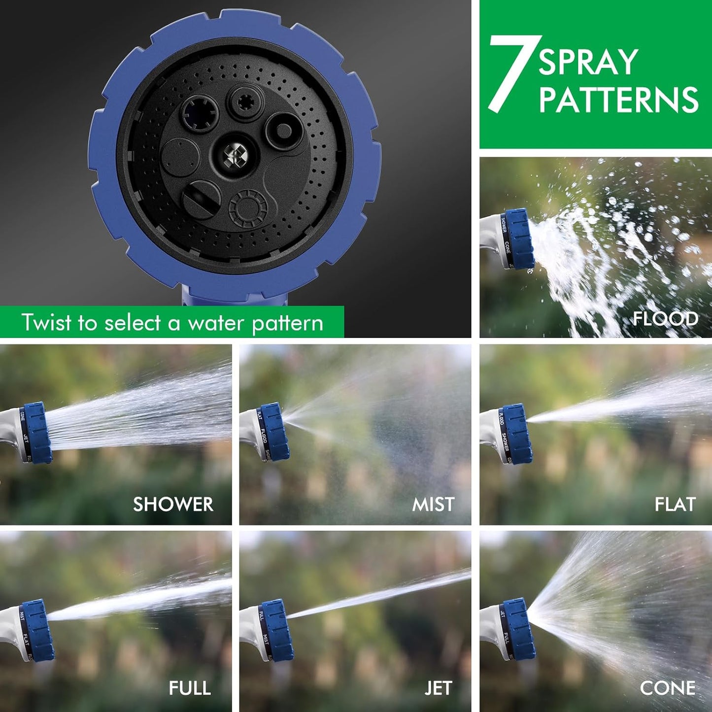 RESTMO Heavy Duty Hose Nozzle, Metal Garden Water Hose Sprayer with 7 Watering Patterns, Thumb Control, On Off Valve, High Pressure Nozzle Sprayer for Watering Plants, Car and Pet Washing, Bronze