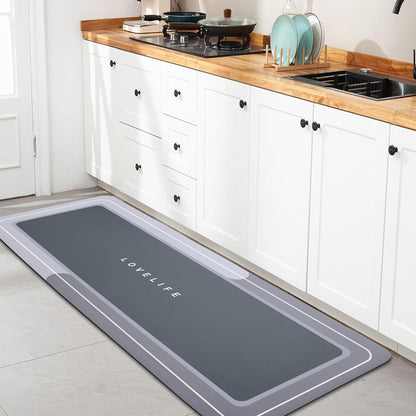 Bath mat Rubber Bathroom Mat-Quick Dry Absorbent Rug Non-Slip Thin Bathroom Rug Instant Dry Magic Bath mats for Bathroom Floor Mat in Front of Bathtub, Sink, Grey,17x27in