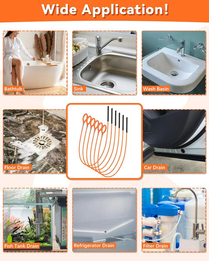 32 Inch Snake Drain Hair Removal Tool (6 Pack), Anti-Break Metal with Nylon Coating Sink Snake, Drain Cleaner Hair Catcher Remover for Shower, Bathroom Sink Tub
