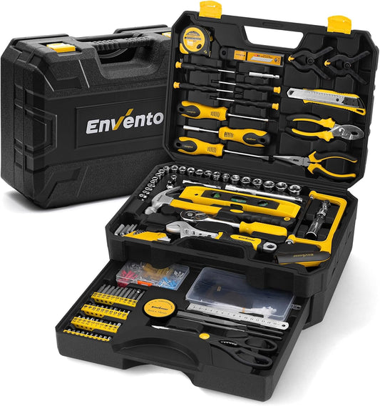 Enventor 419 PCS Home Tool Kit for DIY Repair, Home Maintenance with Drawer | General Home Auto Repair Tool Set Toolbox 3-Layer Organized Storage for Handyman, Homeowner